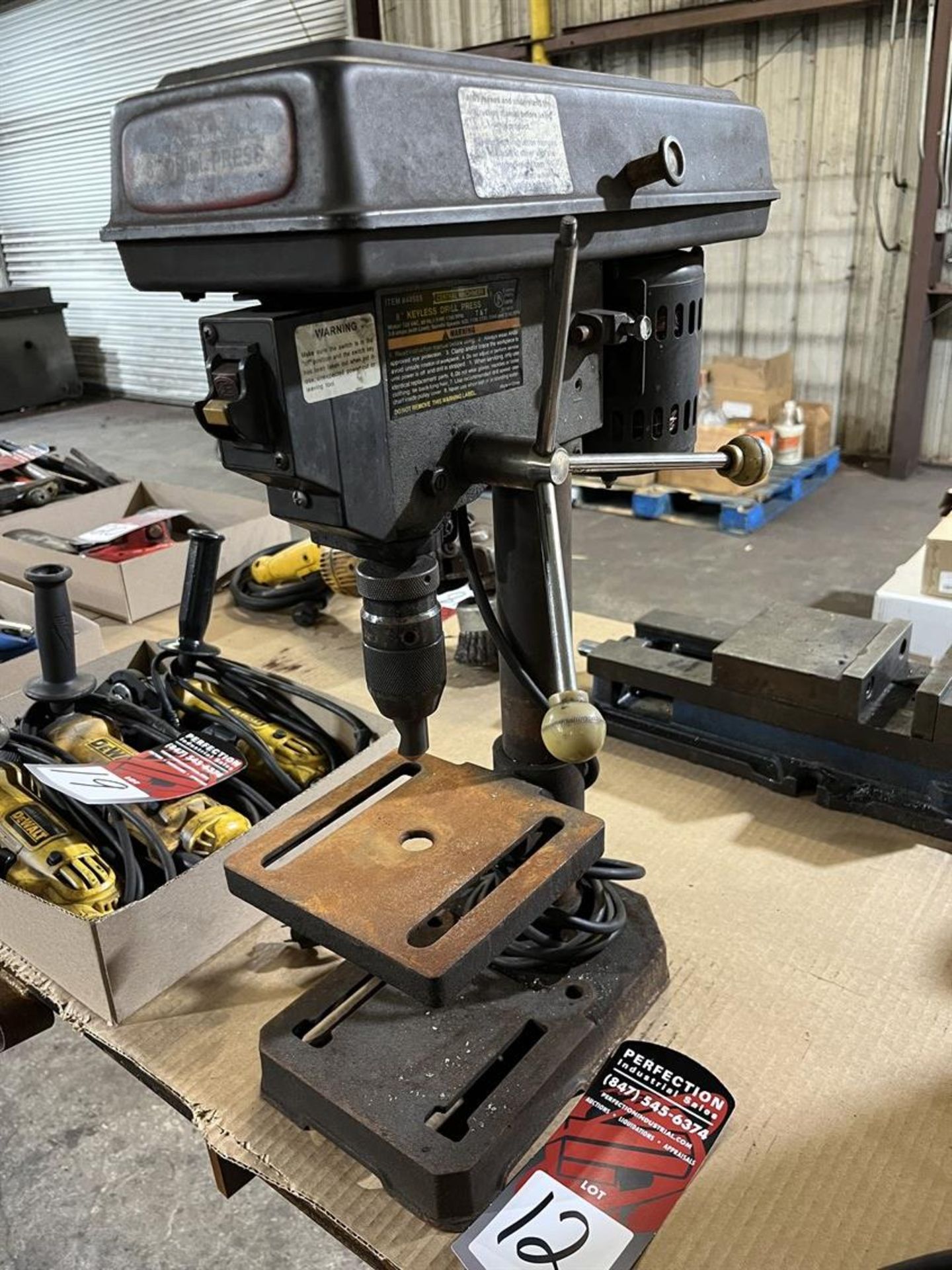 CENTRAL MACHINERY Keyless Drill Press, s/n 0128100701, 6.5" x 6.5" Table